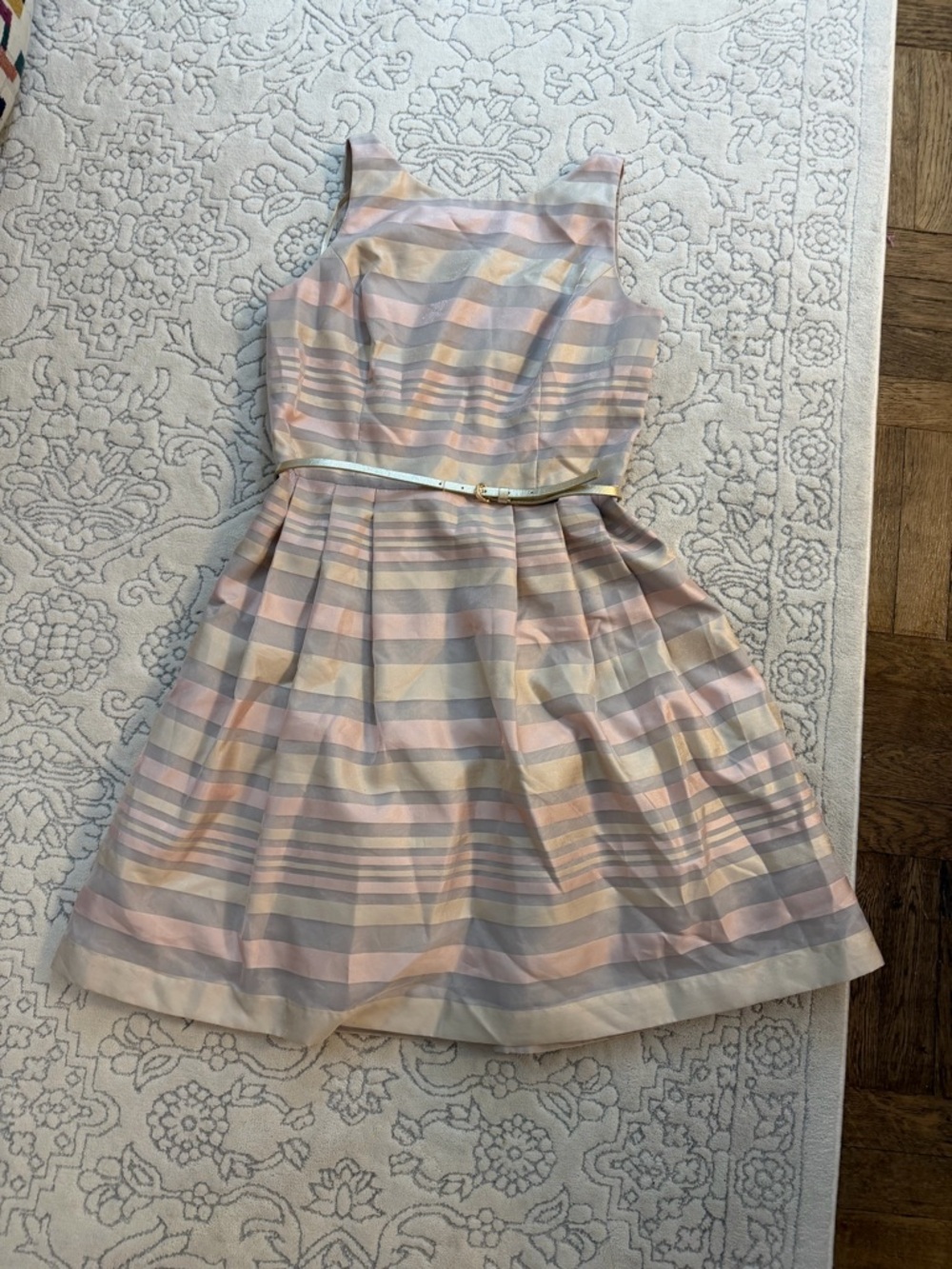 Jessica Howard Sleeveless Striped Dress with Belt